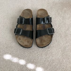 Birkenstock Black Patent Arizona Sandal Sz 39